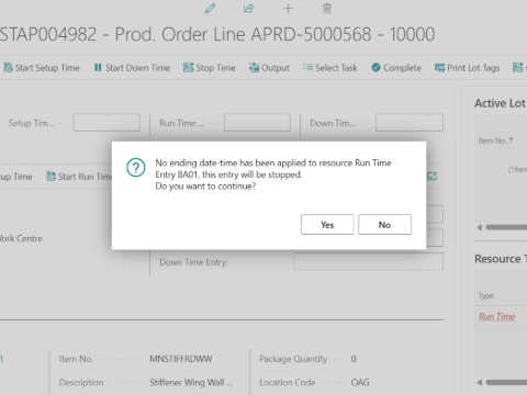 <p>If you don't stop the time, a pop up will appear, if you are 100% done with the job, then click yes and then the job will be completed.</p>