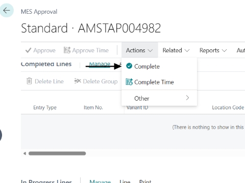 <p>Click complete. Then click approve.</p>