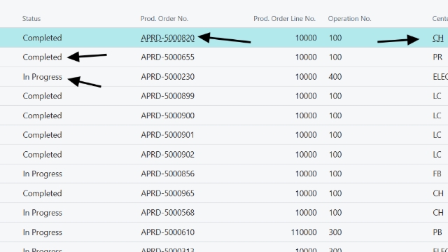 <p>Find your production order and what line it is.</p><p>Check if it says completed or in progress.</p>