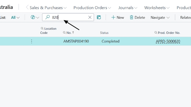 <p>To make it easier, click the magnifying glass and type in your production number.</p>