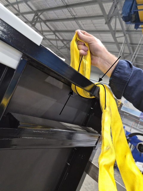 <p>Hook the sling up.</p>