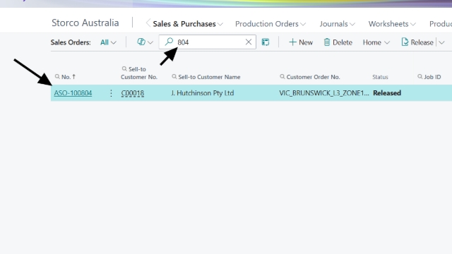 <p>Type in your number and click on the sales order.</p>