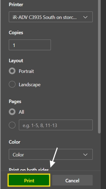 <p>Click print again.</p>