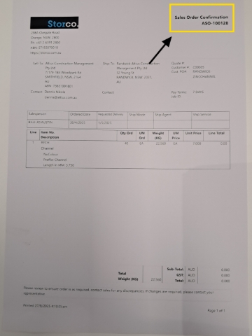 <p>Get the sales order and check for the number.</p><p>It should be in the top right-hand corner.</p>