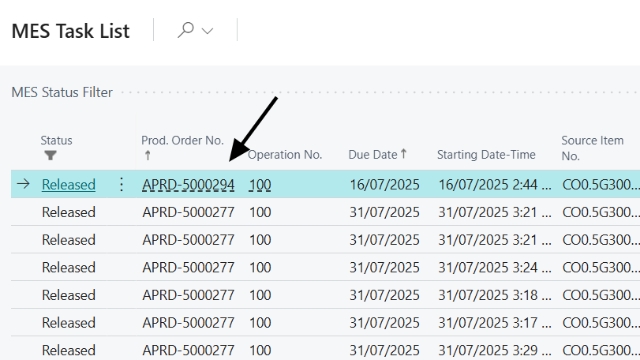 <p>Find your production order number.</p><p>Your production order number will be in the <strong>Top Right Corner</strong> of your production order ticket that you got off the scheduling board.</p>