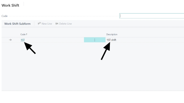 <p>Click on 1st shift.</p>