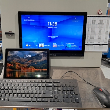 <p>Log into the computer or tablet at your work line.</p><p>The password for the tablet's is 252530</p><p>The password for the computer's is 262630</p>