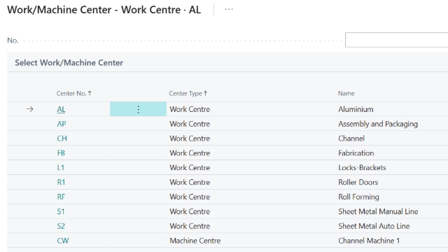 <p>Find your work/machine centre.</p>