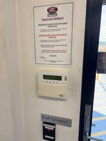 <p>Set the alarm for the factory & leave the premises.</p><p><br></p>