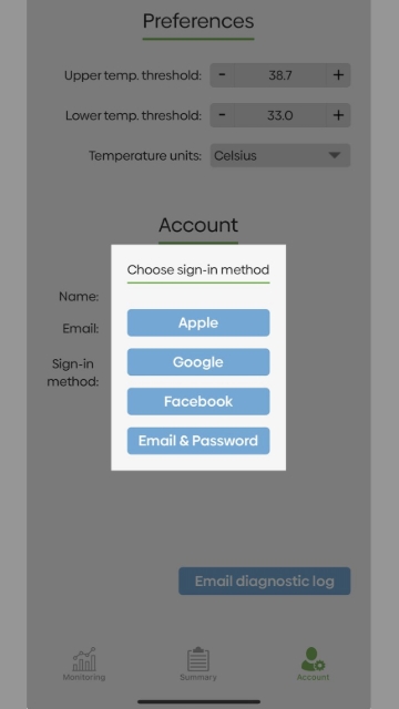 <ul><li><span style="font-family: Roboto, "Segoe UI", GeezaPro, "DejaVu Serif", sans-serif, -apple-system, BlinkMacSystemFont; font-size: 20px; text-align: inherit;">Select your preferred sign-in method and follow the instructions</span></li><li><span style="font-family: Roboto, "Segoe UI", GeezaPro, "DejaVu Serif", sans-serif, -apple-system, BlinkMacSystemFont; font-size: 20px; text-align: inherit;">If you wish to create a shared team account use the 'Email & Password' sign-in method so sign-in details can be easily shared</span></li></ul>