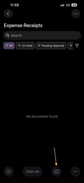<p><span style="font-size: 20px; line-height: 1.4;">To upload a new receipt press the camera button</span></p>