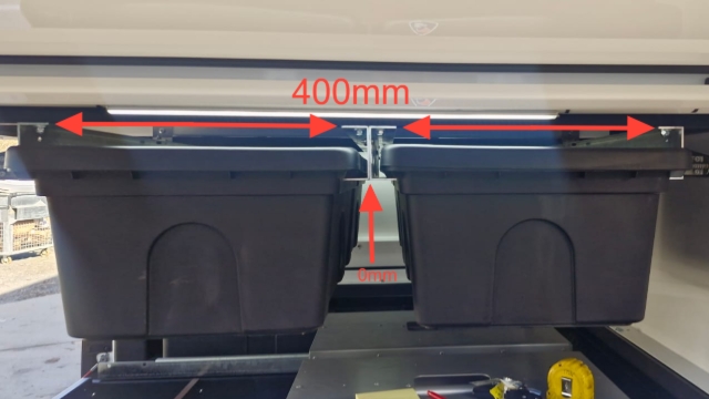 <p>Space the rails 400mm apart and leave no gap between the two middle rails.</p>