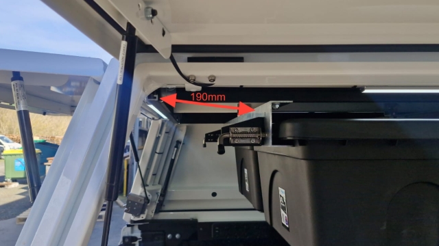<p>From the end rail to the low-profile bar is 190mm. </p>