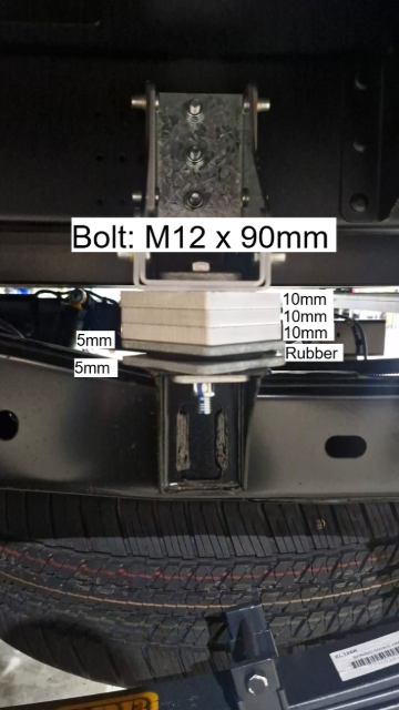 <p>D-MAX/BT/50 DC Middle</p><p>Distance to the front of chassis: 905.9mm</p><p>Bolt hole: Second hole from outside</p>