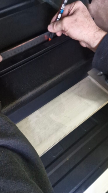 <p>Measure 4x 100mm from each side of the drawer inside the low-profile bar and make a marking where to drill.</p>