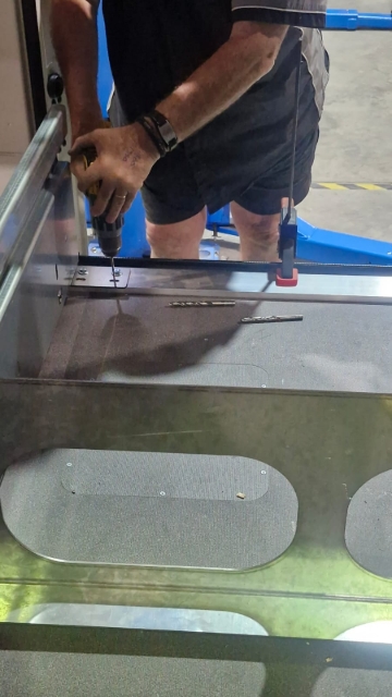<p>Drill pilot holes first for where the bolts will be placed.</p>