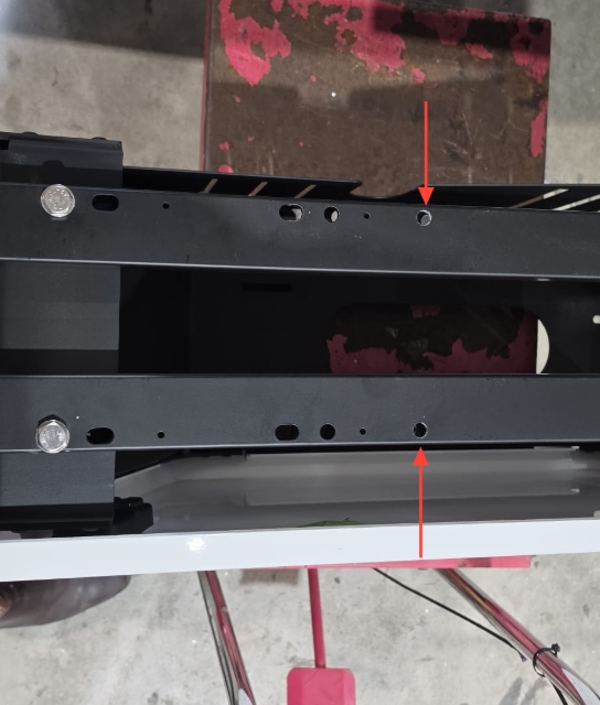 <p>Drill 10mm holes in the location shown. there we be pre drilled pilot holes.</p>