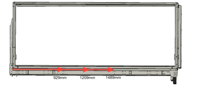 <p>Hilux SC</p><p>Use this diagram to mount the mudguards</p><p>1st hole: 929mm</p><p>2nd hole: 1209mm</p><p>3rd hole: 1489mm</p>