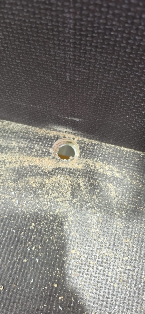 <p>Ensure to clean up after drilling through.</p>