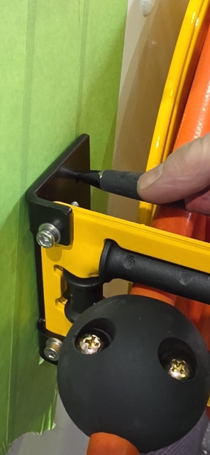 <p>Use the bracket for the air hose to mark out the holes to drill on the left side. </p>