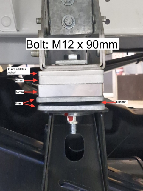 <p>D-max/BT-50 SC Second From Front</p><p>Distance from the front of the chassis: 569.9mm</p><p>Bolt Hole: First hole from the outside</p>