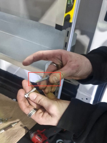 <p>Use tek screws to hold the slotted bars securely to the ground of the van. Ensure the tek screw that is used is the Self-Tapping screw that requires a pilot hole.</p>