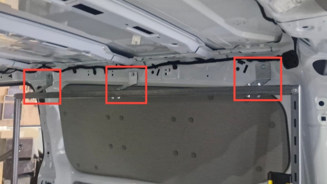 <p>Fit the brackets to the side of the van using plus nut screws </p>