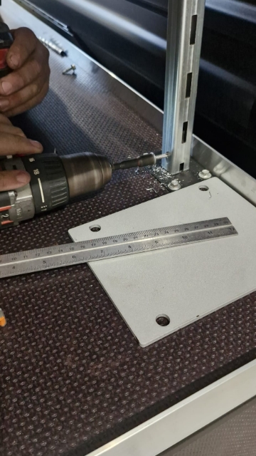 <p>Screw a tec screw into the side of the leg on the drawer to hold it in place.</p>