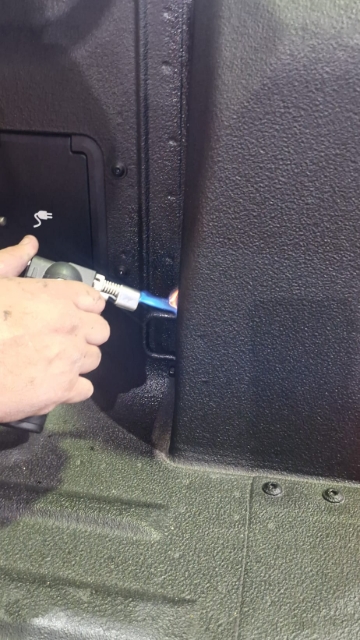 <p>Heat the rubber around  the tie-down points to remove them.</p>