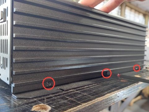<p>Using Phillips Screwdriver refit screws in aluminium cover, X3 screws each side.<br></p>