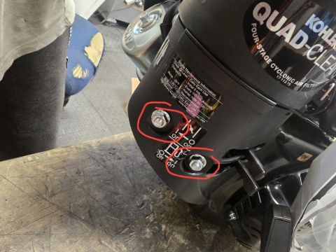 <p>Remove these two 10mm nuts</p>