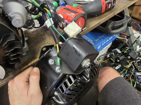 <p>Refit ignition assembly with three 10mm bolts.</p>