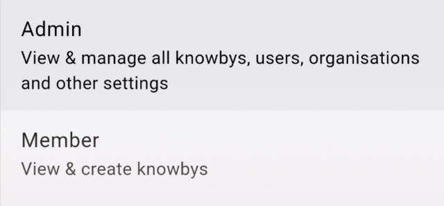 <p>Assign the <strong>Member</strong> role to your content creators.</p><blockquote style="background-color: var(--k-quote-bg-success);"><p>If you want a Member to help manage the quality of the library, remember to also toggle their <strong>Approver</strong> status in the settings.</p></blockquote><blockquote style="background-color: var(--k-quote-bg-warning);"><p>Use the <strong>Admin</strong> role only for those who need to manage users and branding.</p></blockquote><p></p>