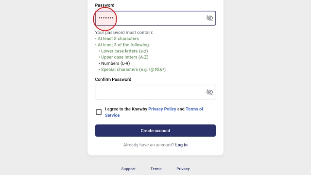 <p>Enter a password that is at least 8 characters long. </p><p></p><p>It must include at least three of these: <em>lower case letters, upper case letters, numbers, or special characters.</em></p><p></p>