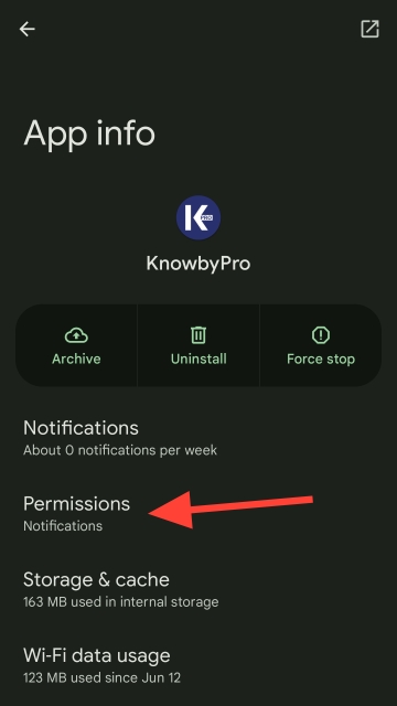 <p>Once you have selected the correct app, click on "Permissions"</p>