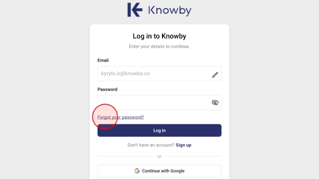 <p>Once you are on the next screen, click on the <strong>Forgot your password?</strong> link located above the Log in button to begin the reset process.</p>