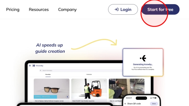 <p>Go to <a target="_blank" rel="noopener noreferrer nofollow" href="http://knowby.co">knowby.co</a> and click the <strong>Start for free</strong> button to begin the organisation setup.</p>