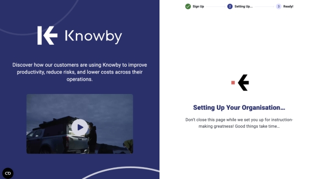 <p>After clicking <strong>Start My Free Trial</strong>, the organisation will take a moment to be created (up to one minute). Do not close this screen until the process is complete.</p>
