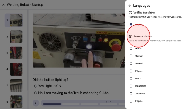 <h4>Universal Accessibility via Translation.</h4><blockquote><p>Unlike a recorded voice, text is data that can be instantly translated into <strong>over 130 languages</strong>.</p></blockquote><p>This turns a local instruction manual into a global resource without the massive cost of re-dubbing audio.</p>