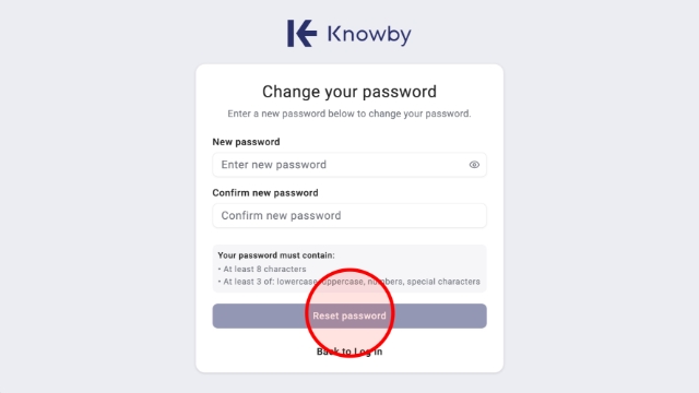<p>Enter a new password and confirm it, then click <strong>Reset password</strong> button.</p>