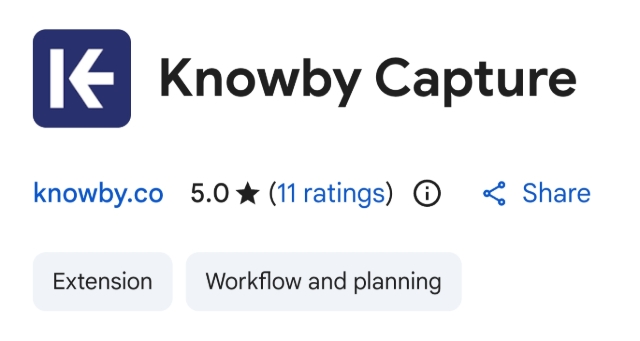 <p>Knowby Capture is a Chrome and Edge extension that records your clicks across websites and builds a guide automatically – no manual screenshots needed. <a target="_blank" rel="noopener noreferrer nofollow" href="https://chromewebstore.google.com/detail/knowby-capture/jppboolaajngjhmagldabhknlgahhemj">Install the extension here →</a></p><p>🖥 Use a desktop to create — you can edit and view it later on any device.</p><p>📄 Need to capture a PDF? <klink id="541b0de5-d4c1-49ad-9211-41d07198a3a2" step-id="2e35f017-1a71-4ca1-acbf-5cca80e8ef51">See how</klink></p>