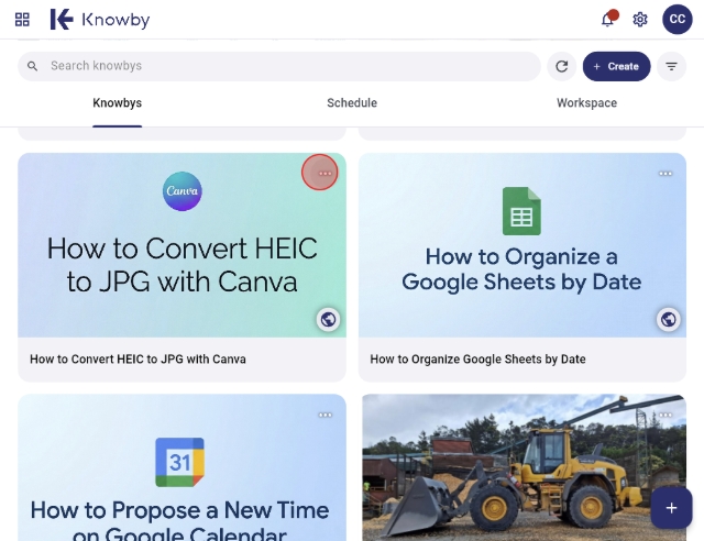<p>Click on the ellipses on the top right of the knowby card.</p>