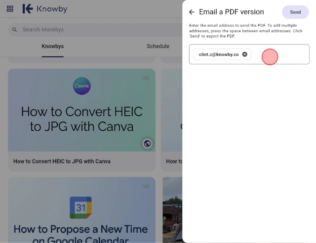 <p>You will see your email address added automatically as a recipient.  Click on the text field to add more recipients if required.</p>