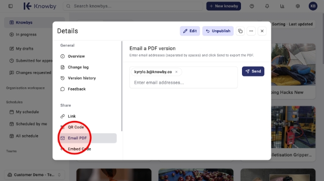 <p>In<strong> Details</strong>, click <strong>Email PDF.</strong></p>