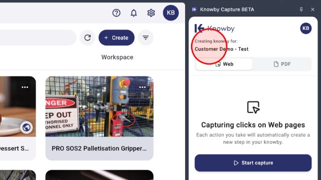 <p>The extension will display the name of the organisation you are currently creating for at the top of the panel.</p><p></p><p>If you switch your active organisation in the Knowby Pro Web app, the extension will automatically update to record for the new one.</p>