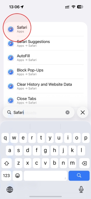 <h3>Navigate to Safari</h3><p></p><p>Scroll down through the list of applications and tap on <strong>Safari</strong> or use search.</p>