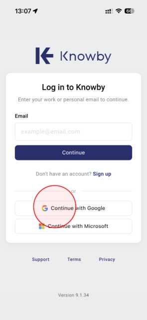 <h3>Relaunch and Sign In</h3><p></p><p>Close the app completely, relaunch it, and attempt the <strong>Sign in with Google</strong> process again.</p>