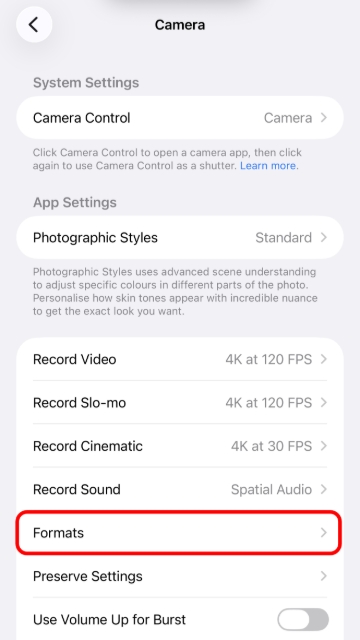 <p>Then select <strong>Formats ></strong></p>