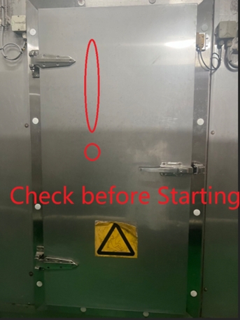<h2>Machines with Internal Chambers and Moving Part/ Filler</h2><p></p><p><strong>Installation:</strong></p><ul><li><p>Only trained personnel should install the machine.</p></li><li><p>Make sure all <strong>valves, doors, and lids</strong> are closed tightly.</p></li><li><p>Check that safety sensors are working before using the machine.</p></li><li><p>Before starting any large machine that has internal space where a person could enter or be present (e.g., spiral freezer), the operator must visually inspect and confirm that no person is inside the machine.</p></li></ul><p></p>
