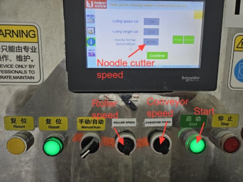 <p> Before operating the 6 laminators, the operator checks the settings on the 1322 control box and then presses the start button."</p>